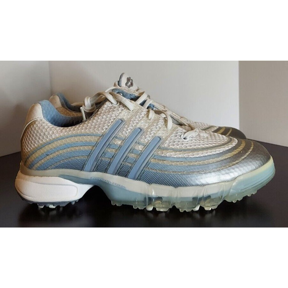 Adidas Powerband Blue White Golf Shoes 738116 Womens Size 9 Traxion Adiprene - Picture 1 of 8